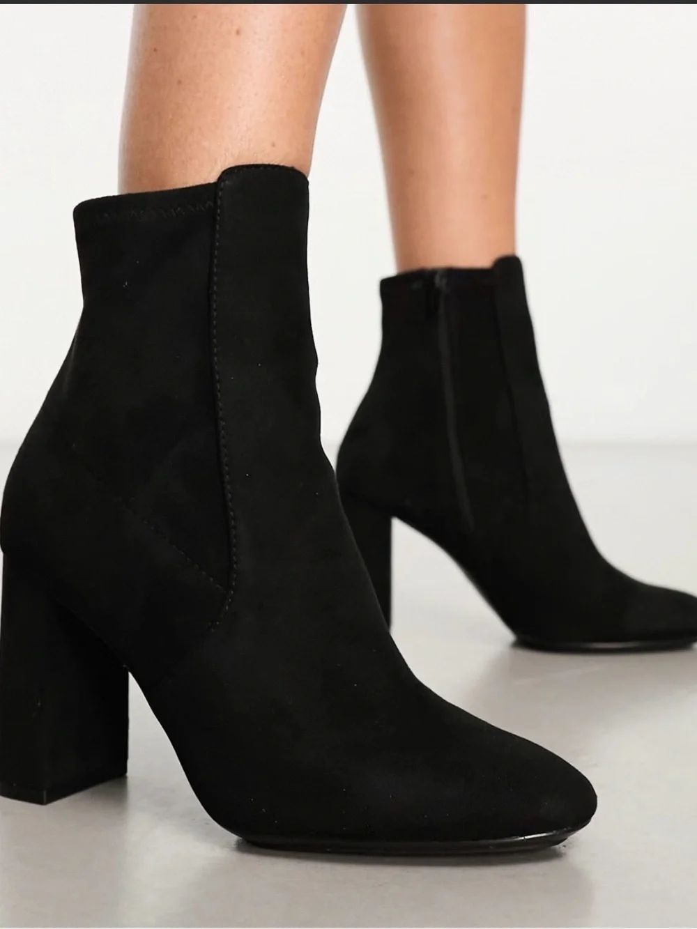 ALDO Black Suede Block Heel Ankle Boots - Women's Size 8 (4